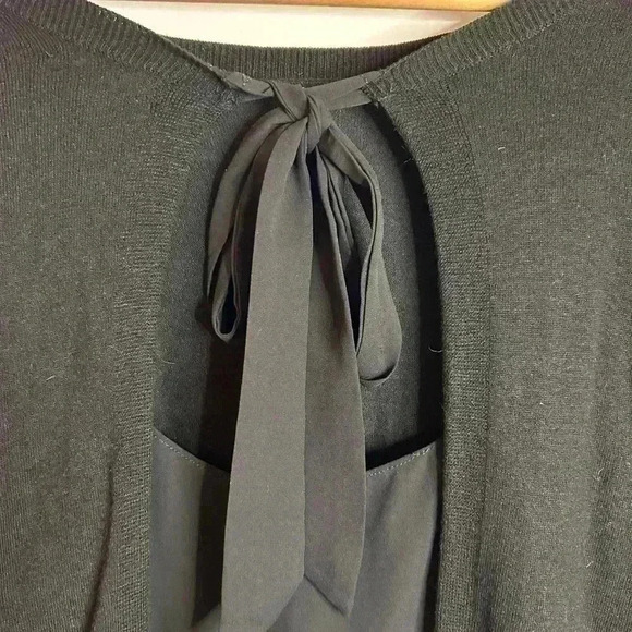 Black RW  & Co Sweater with Open Back Tie and Long Underneath Shirt Size XL - Picture 8 of 10
